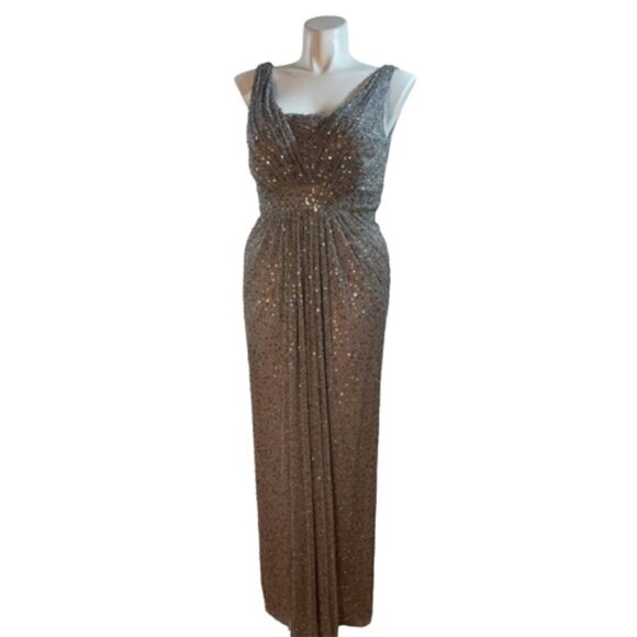 Teri Jon By Rickie Freeman Sequin Gown hand beaded 12 - Picture 1 of 14